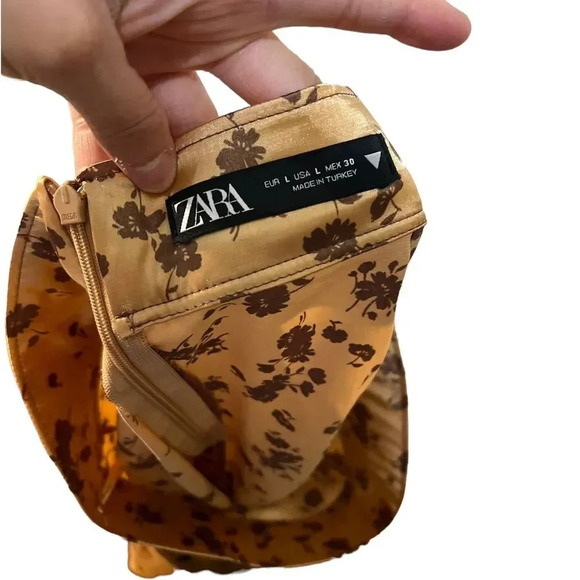 Zara Satin Floral High Waisted Midi Skirt size large - Picture 8 of 8